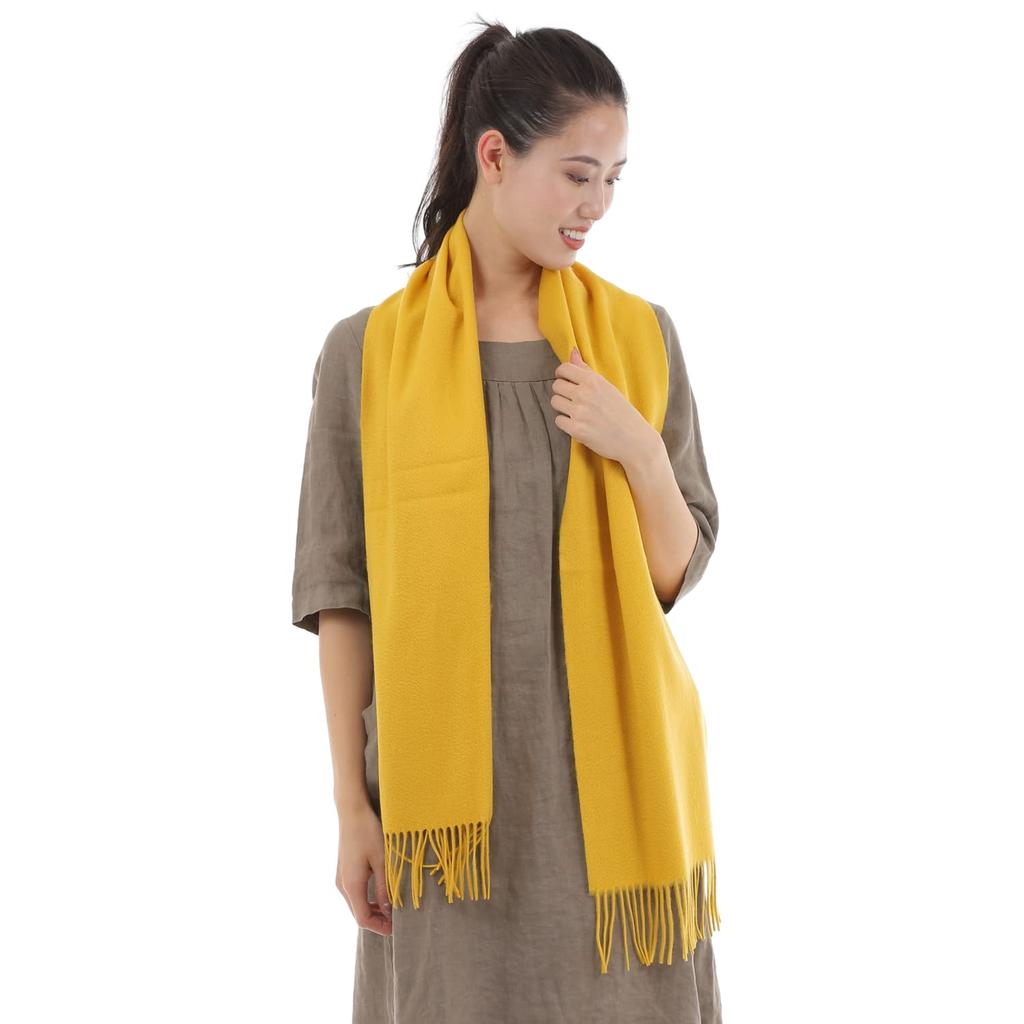 RAINBOW Large Thick Cashmere in Plaid Wide x 180cm 100% Stole/Scarf (60cm Long, Yellow)