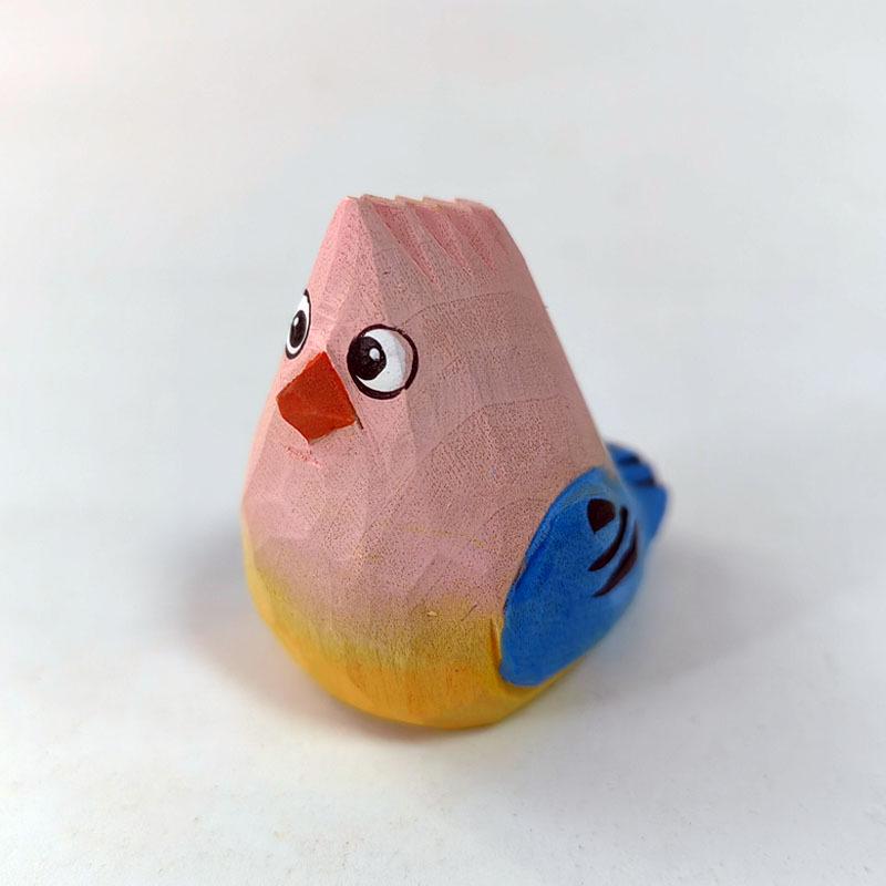 Hand-Carved Wooden Rainbow Bird Ornament - Cute, Creative Desktop Decoration