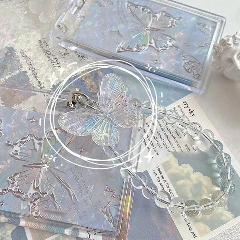 Butterfly Acrylic Card Holder Photocard Holder Credit Id Bank Card Protective Case  Keychain Pendant