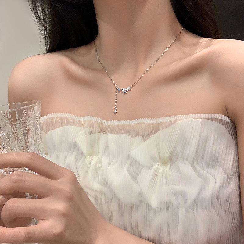 Korean Trend Gentle Temperament Zircon Water Drop Necklace, Cold Wind Simple Super Fairy Girlfriend Collarbone Chain Woman