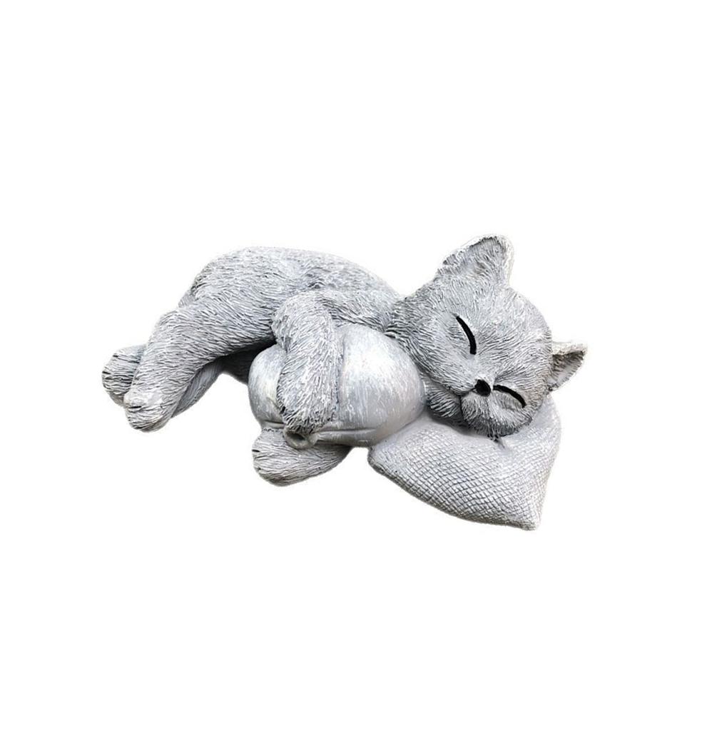 Garden Sleeping Cat Memorial Resin Cat Grave Marker Remembrance Kitten Statues for Garden Grave Decor Pet Sympathy Gift