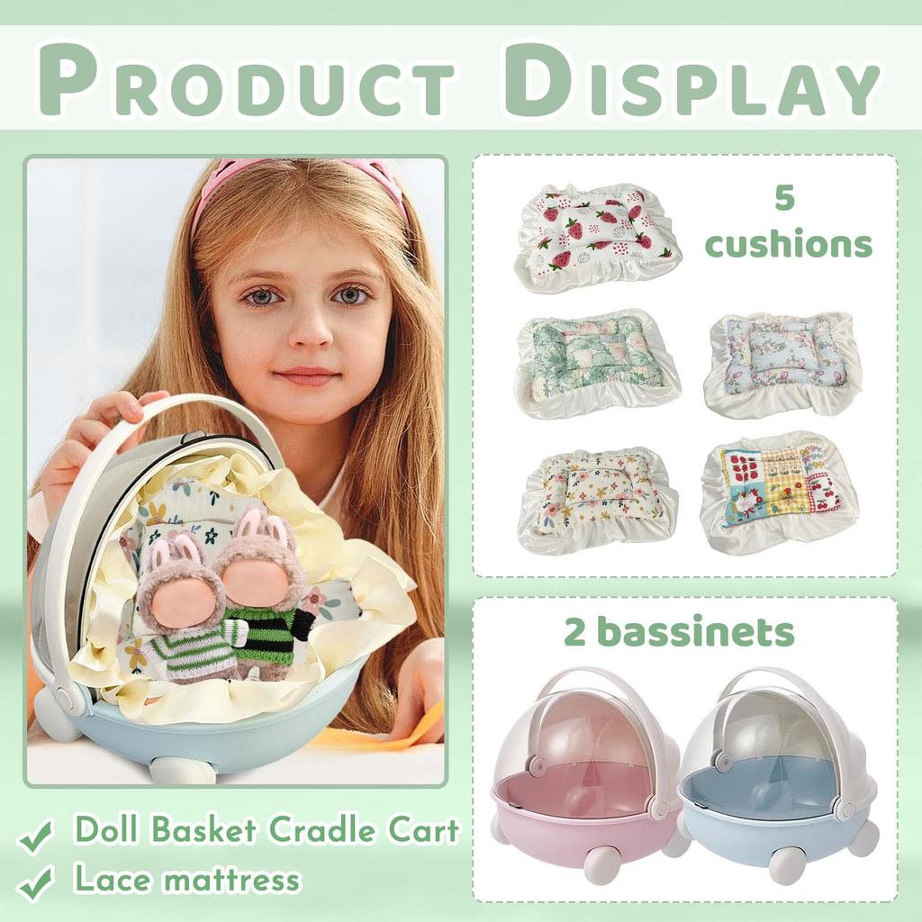 Cotton Doll Storage Box For Doll Mattress Bedding Doll Basket Cradle Stroller Lace Mat