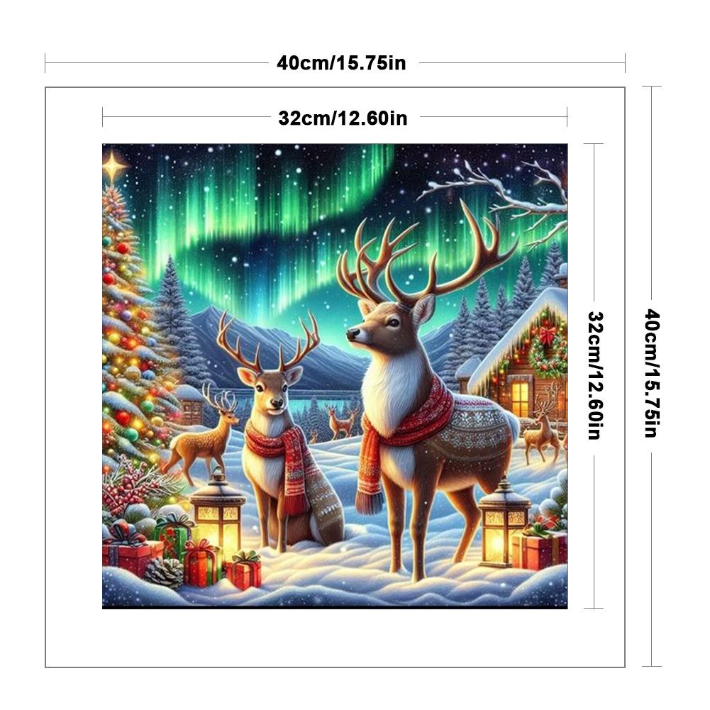 Full Embroidery cotton Thread 14CT Printed Aurora Elk Cross Stitch Kit Art