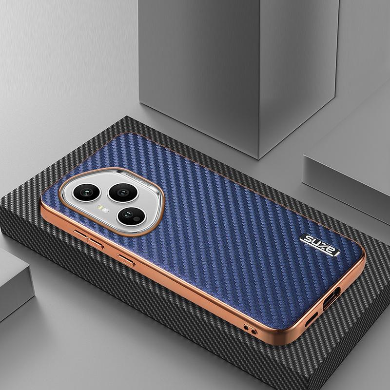 Custodia per Huawei Honor 400 Pro Lusso Placcatura PU Fibra di Carbonio Cover Posteriore Protettiva per Custodia Guscio Telefono Huawei Honor 400 400Pro