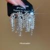 Silver Needle Rhinestone Firework Tassel Stud Earrings - Elegant and Fashionable Ear Ornaments for Women