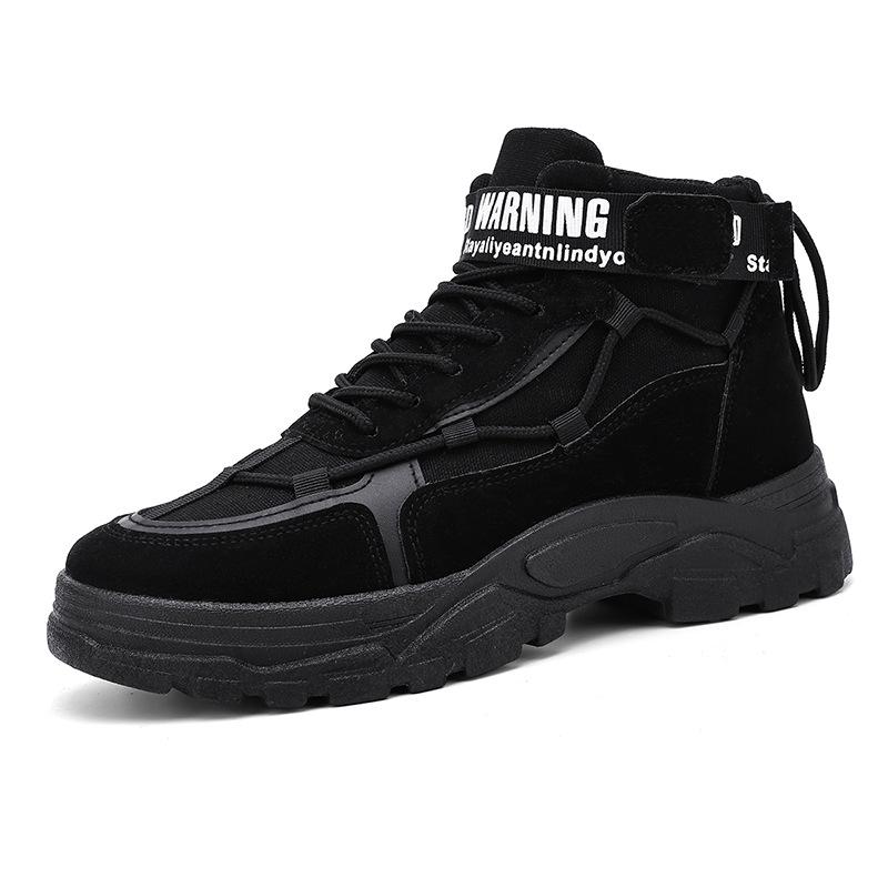 Moda 2025 Nowe Męskie Czarne Taktyczne Buty Outdoor Antypoślizgowe Lekkie Buty Robocze Trwałe Wygodne Średniej Wysokości Casualowe Sneakersy do Pracy
