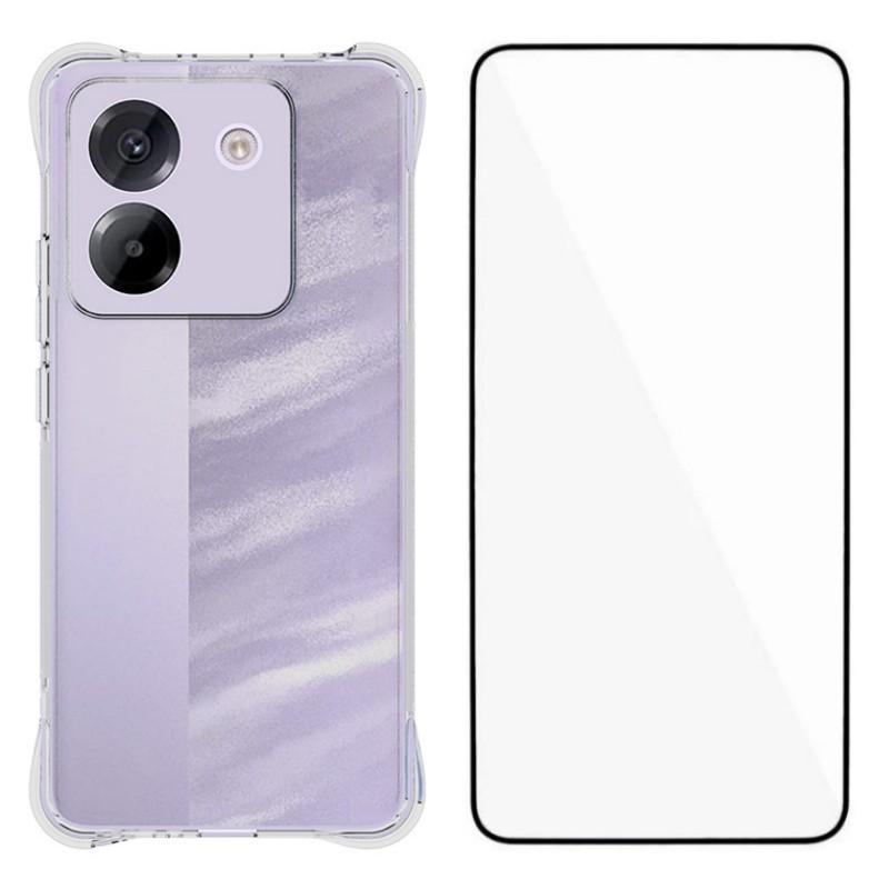 

For Xiaomi Poco M7 Pro 5G Case WANLONFENG WL Series 2.0mm TPU Phone Cover with Tempered Glass Film Transparent