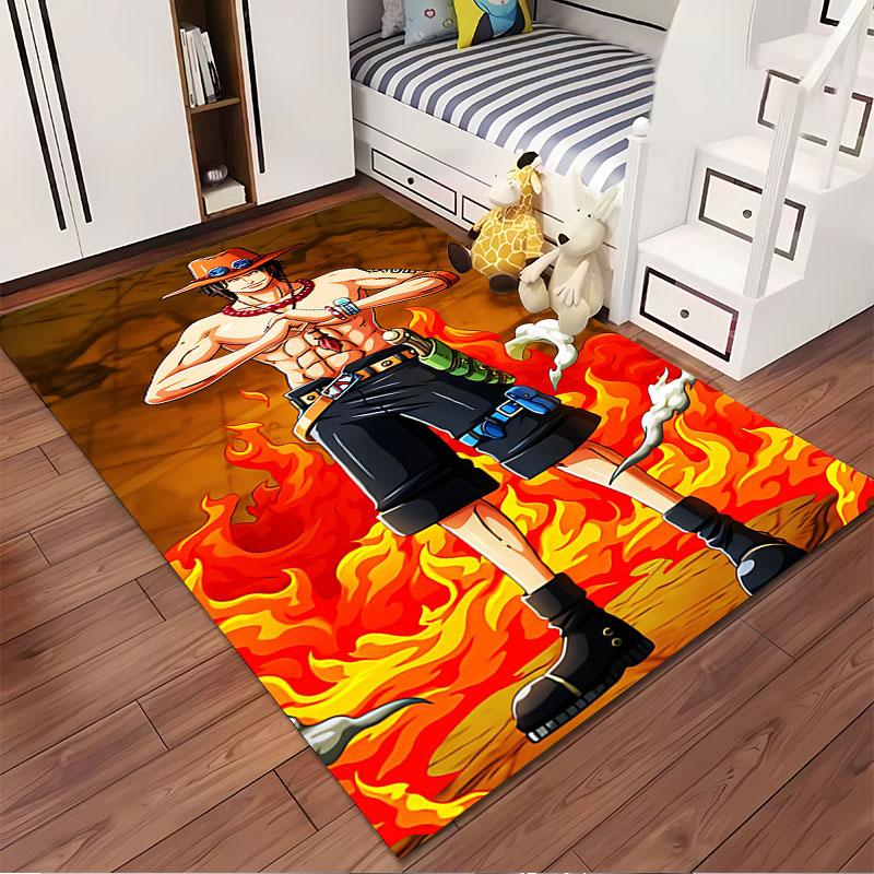 Fire Theme Anime Character Rug suitable as a non-slip mat for the living room or bedroom sofa