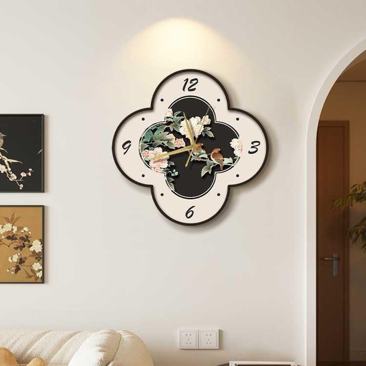 

Французский средневековый стиль ТВ фон настенные часы новые часы для гостиной цветок и птица ретро креативные бесшумные часы 30×30cm