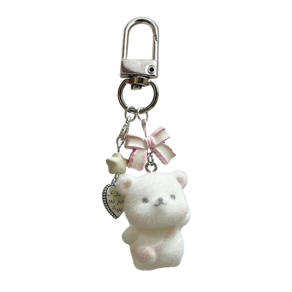 Cute Plush Bear Keychain Adorable Cartoon Bag Charm Resin Texture Bag Pendant Suitable for Youthful Women and Girls