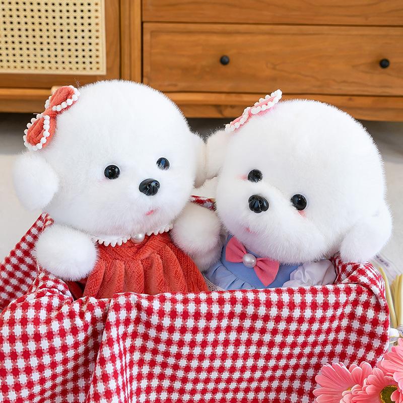 Cute Dog Plush Toy Doll Simulation Dressing Bichon Dog Cloth Doll Wedding Throwing Stall Doll