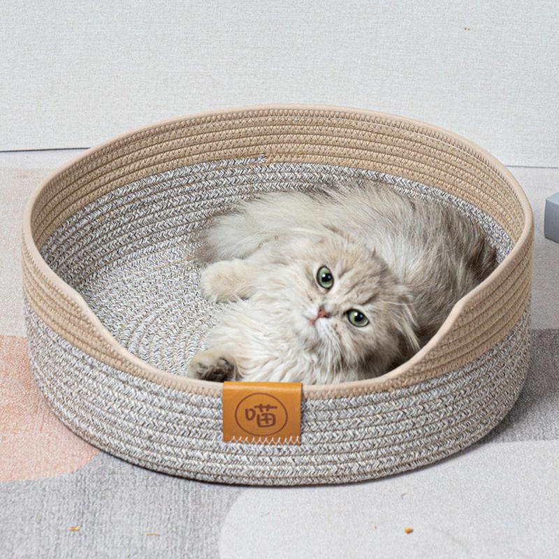 Cozy Cat Bed Warm Cat Bed Cotton Rope Cat Scratcher Dog Calming Bed Washable Cat Sleeping Bed Pet Bed Dog Donut Bed For Indoor belgium