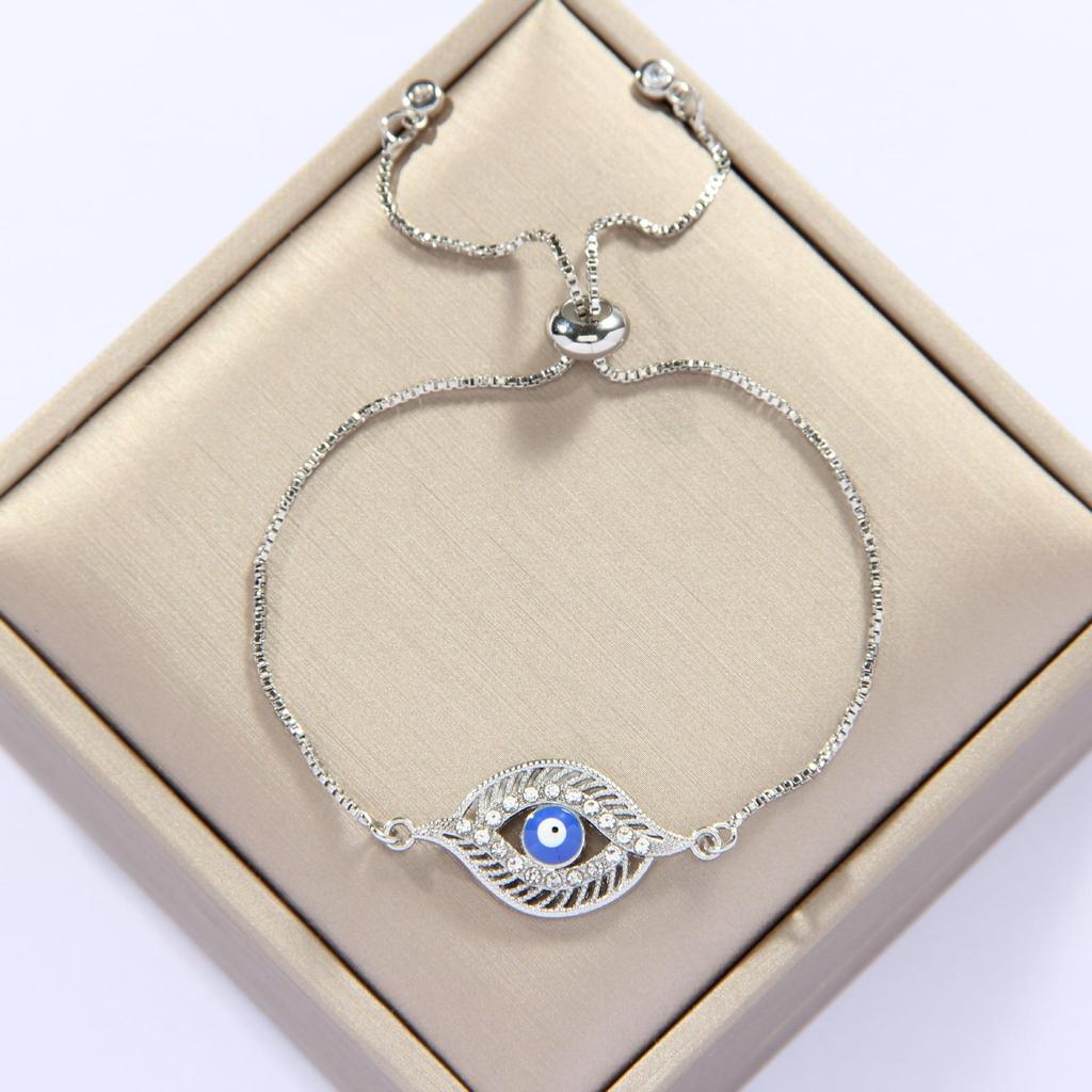 Copper Pull-Adjustable Evil Eye Bracelet - Color-Preserving, Simple & Fashionable for Women In Southeast Asia