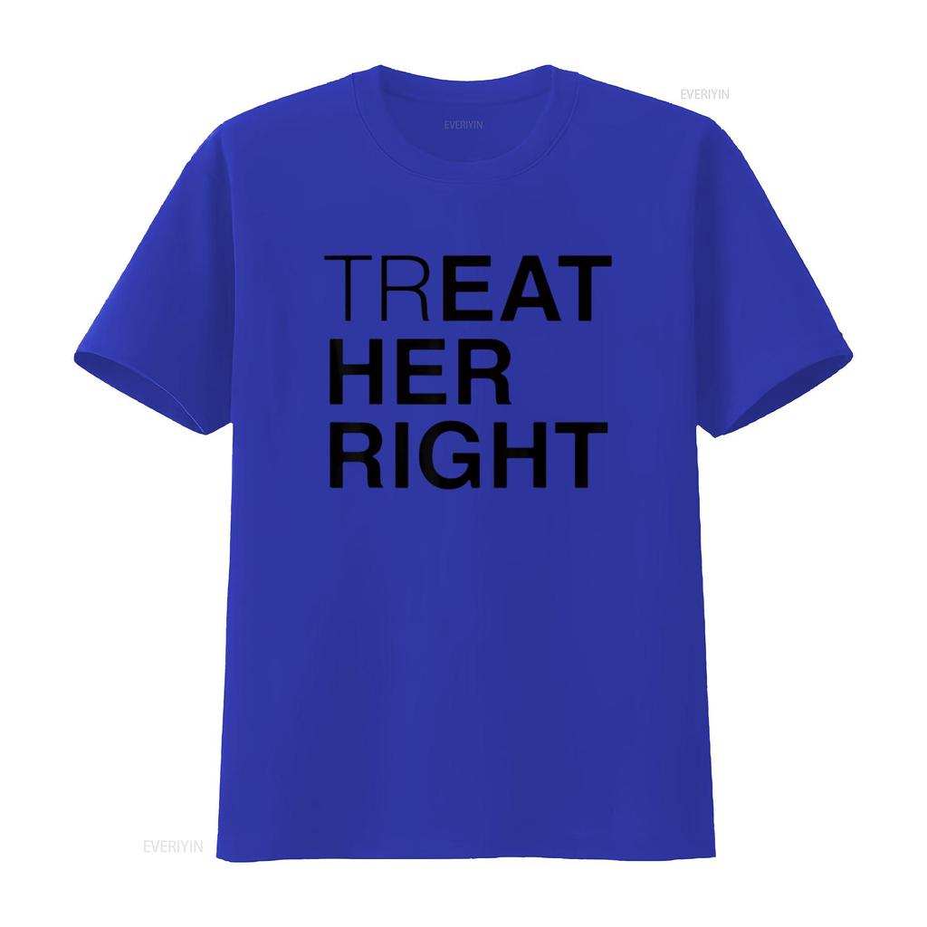 Mens Treat Her Right T Shirt White 2XL vintage Washed Stretched Slightly designer clothes streetwear Unisex fashion Breathable