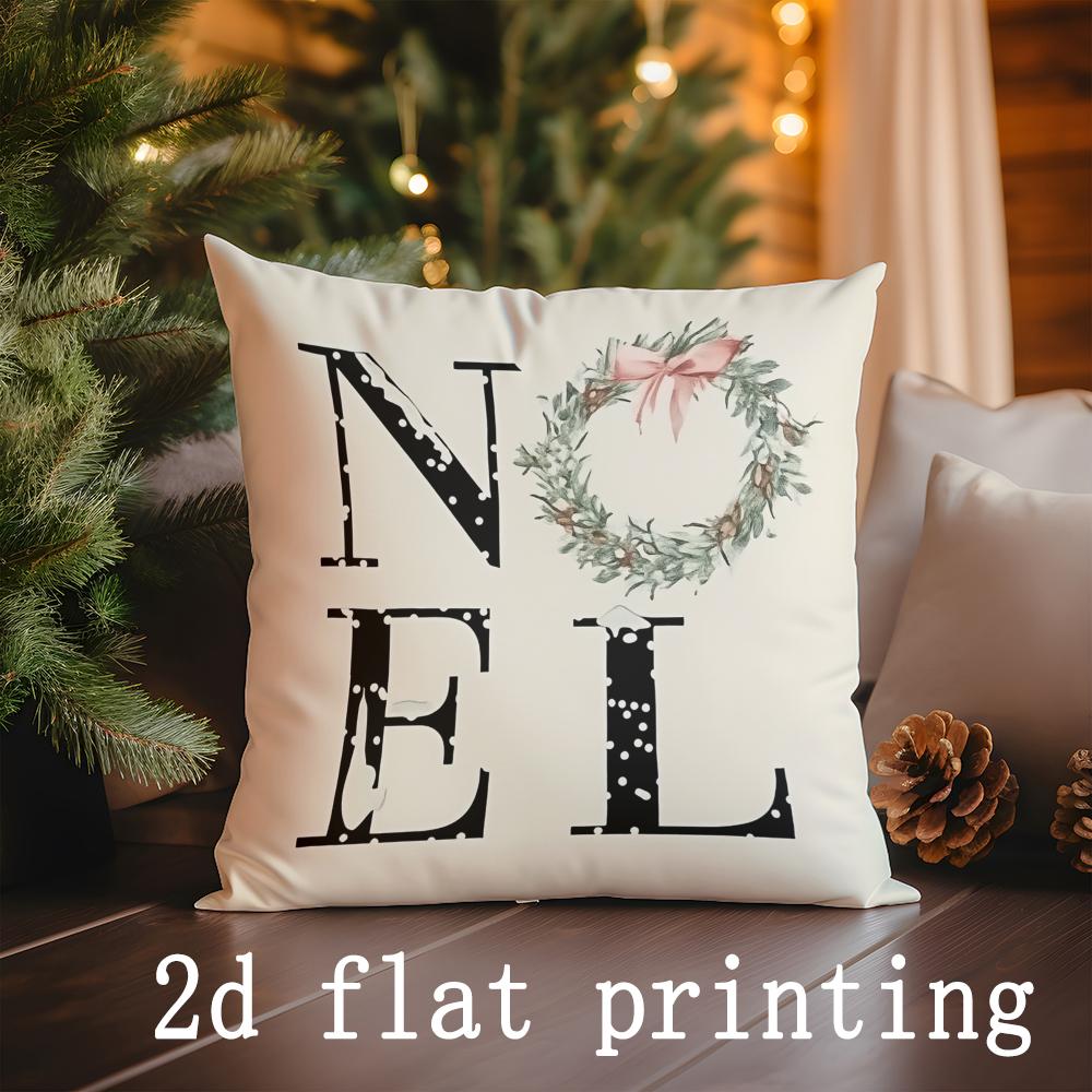 Home Decor Christmas Tree & Noel Pattern Throw Pillows Pattern Cushion Cover Suitable for Sofa Bedroom Car Pillow Cover