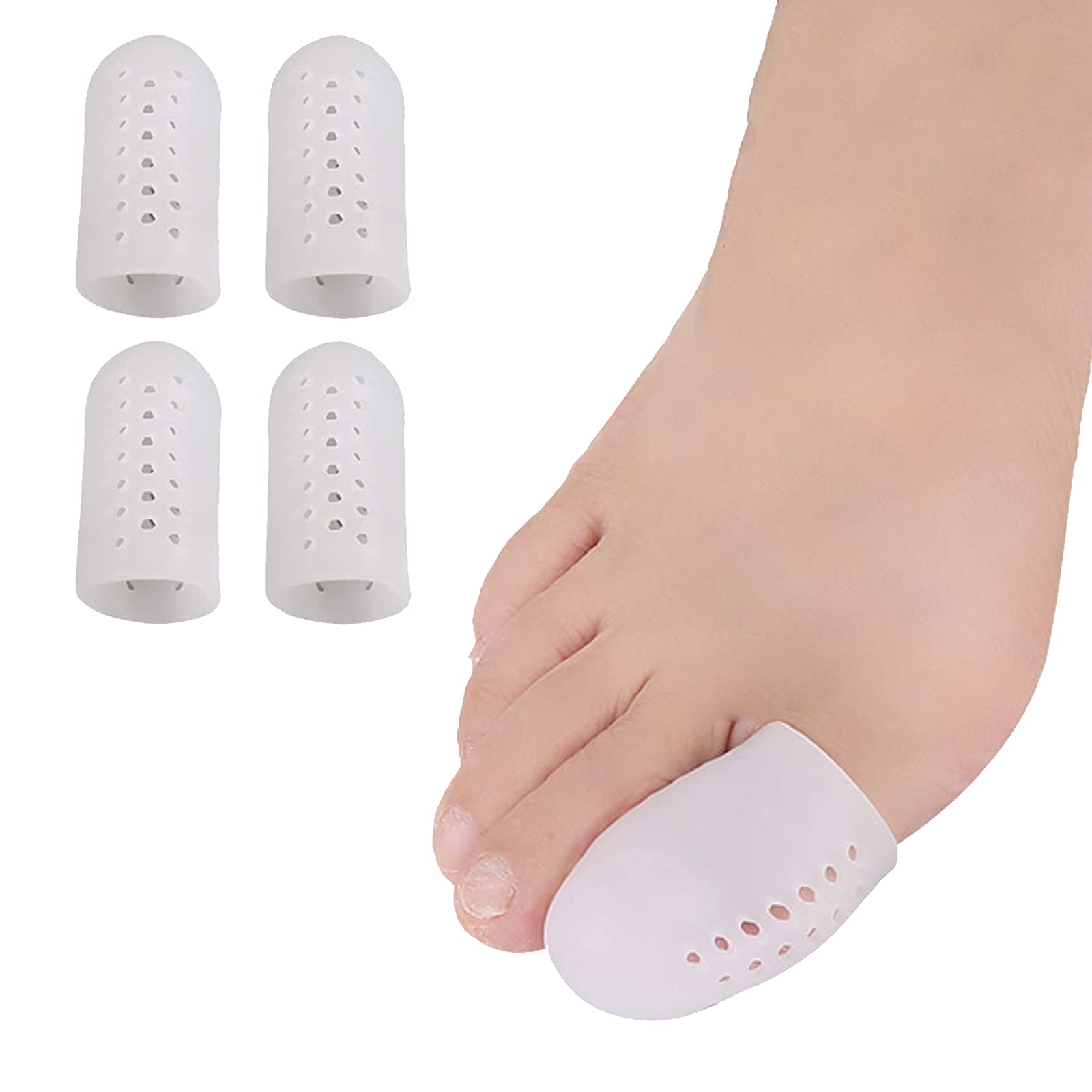 

Toe Caps Protector Toe Impact Gel Toe Big Toe Cap Toenail Protection Cap Breathable Corn Hammer Toe of (Set 4)