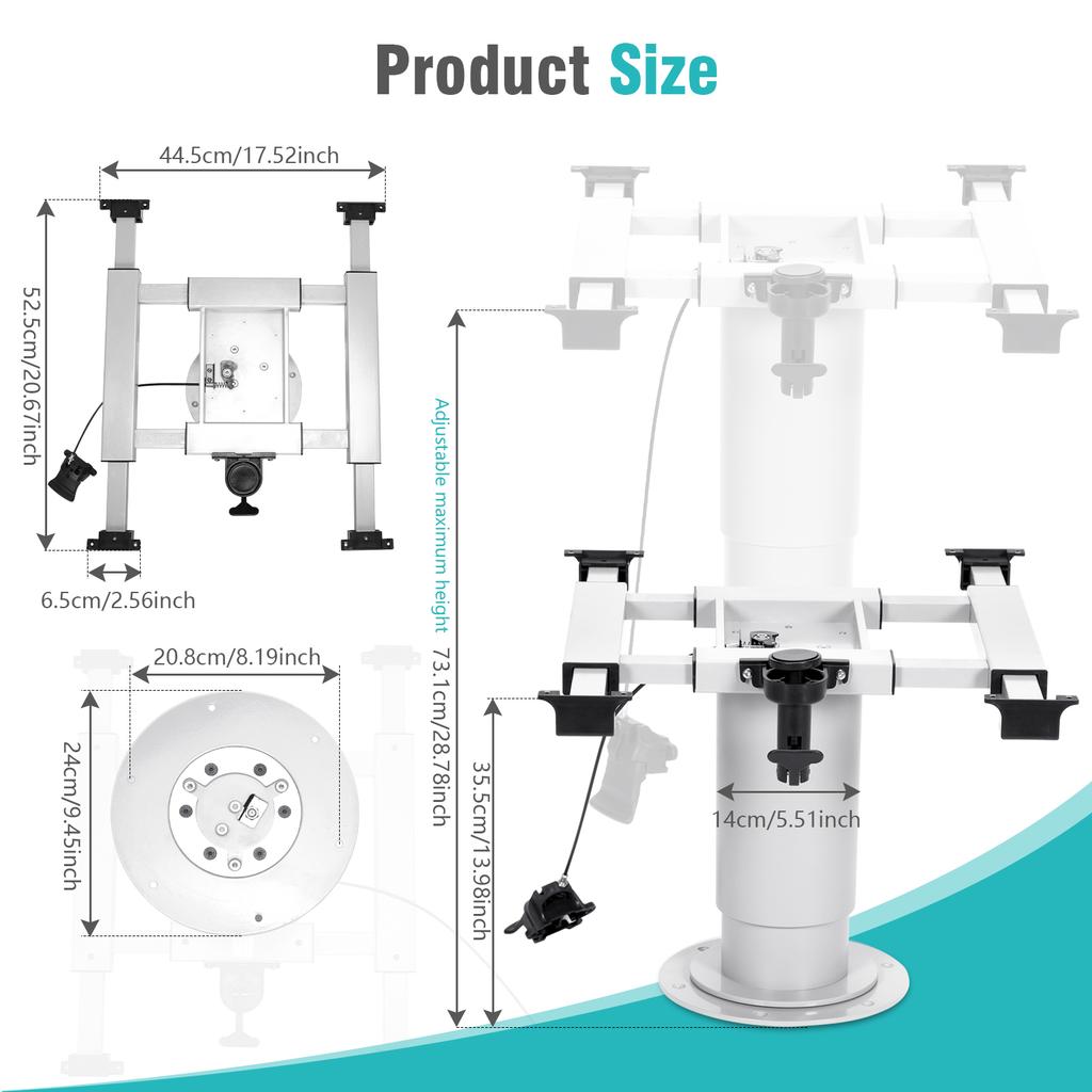 Adjustable RV Table Pedestal Stand Leg with Gas Lift Pneumatic Table Leg Base Mount for RV Marine Boat Yacht up to 100 Lbs