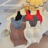 Débardeur camisole intégré en peluche d'agneau avec coussinets de poitrine - Couche chaude sans soutien-gorge pour l'automne et l'hiver