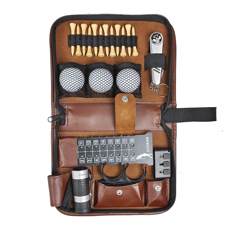 Golf Kit Golf Accessory Bag Convenient Carry Multi-functional Large-capacity Storage Leather Bag Golf Equipment