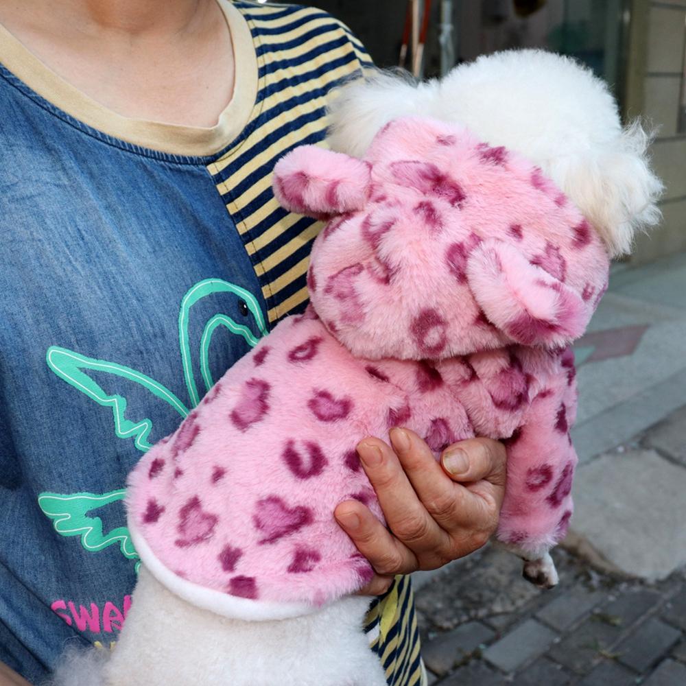 Leopard  Dog Hoodie Coat Pet Thick Jacket Winter Coat Doggy Thermal Coat Puppy Outfits Clothes Cat Sweatshirt Apparel
