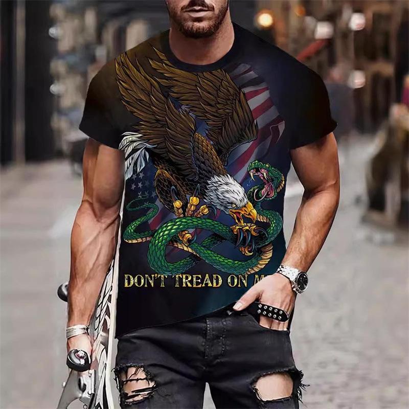 Summer Round Neck 3D Funny Animal Print Top Fashionable Casual Hip Hop Short Sleeved Men's T-shirts