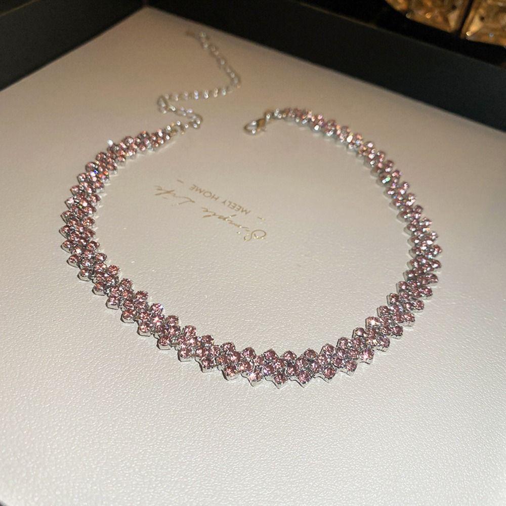Full Rhinestone Rhinestone Choker Luxury Crystal Chain Jewerly Shiny Prom Party Collar  Women