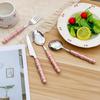 4-Piece Cutlery Set, Stainless Steel Flatware Sets with Chubby Bubble Pattern Ceramic Handle Utensils Including Knife Fork Spoon