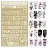 12X6Cm Golden Rectangular Nail Stamping Plates Bowknot Butterfly Flower Fireworks Designs Nail Art Template For Diy Nail Decor