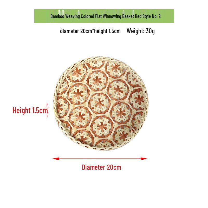 Colorful Handmade Bamboo Weaving Winnowing Basket - Round Hanging Ornament & Sieve for Kindergarten, Hotel, or Homestay Decoration