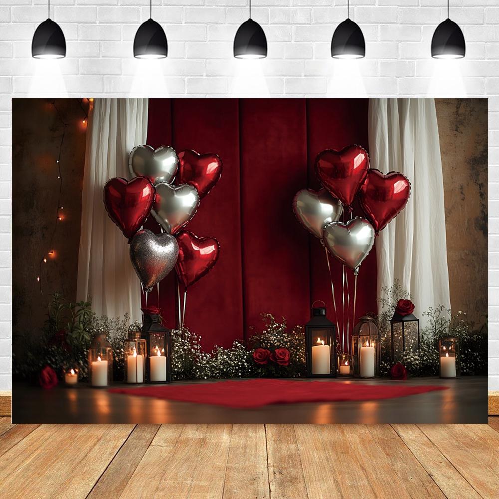 Romantic Valentine's Day Red Rose Love Candle Photography Banner Background, Indoor Scene Couple Photo Shooting Studio Backdrop