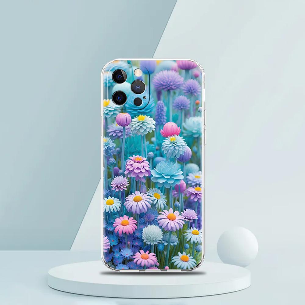 Soft TPU Transparent Phone Case Cover for iPhone 16 15 14 13 12 11 Pro Max XR 8 7 Plus XR Shell Small Flower Stars Pattern Bags