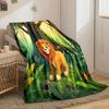 Cartoon Lion in Enchanted Forest print blanket soft and cozy perfect for the living room bed sofa or a nap,gift