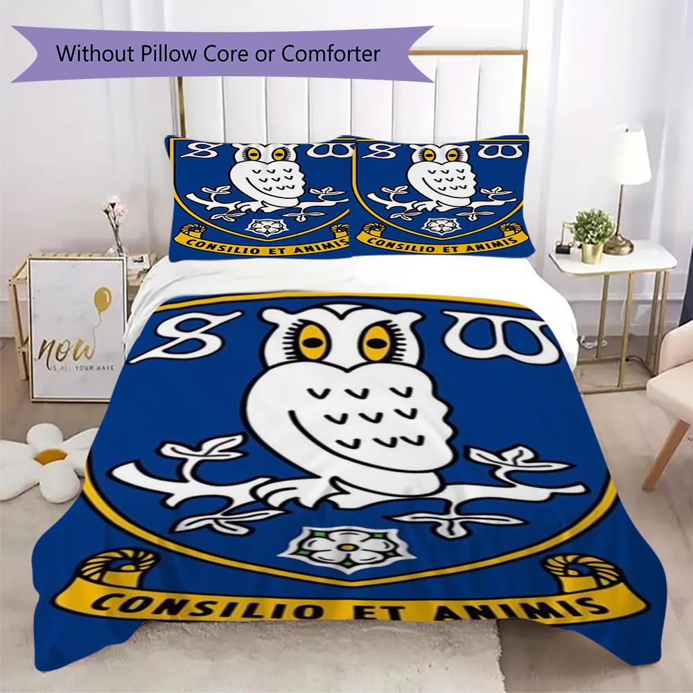Sheffield Wednesday FC Owl Pattern Bedding,Quilt Set Quilt Cover Pillowcase Home Birthday Gift (1*duvet Cover+2*pillowcase,without core)XSJT0917522