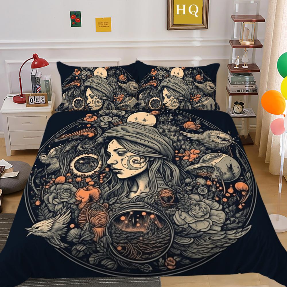 Beauty Skull bedrucktes Trösterbezug-Set, Doppelbettgröße, Mikrofaser-Tagesdecken, modische, hochwertige Heimtextilien