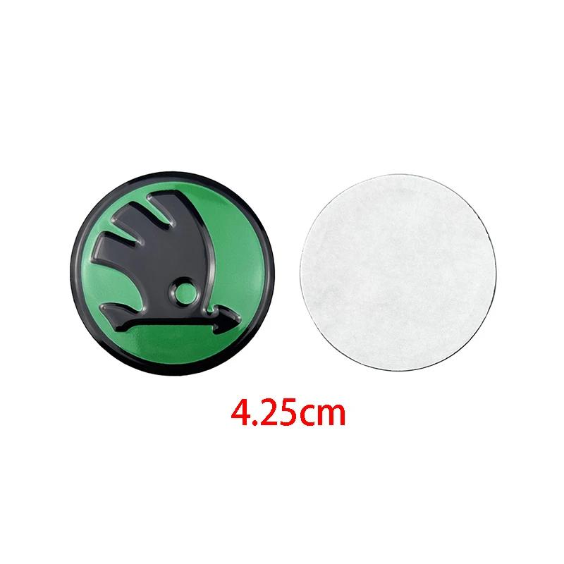 WMZW4 Aluminum Alloy 42.5mm Car Steering Wheel Center Stickers for SKODA Rapid Octavia Fabia 1 2 Karoq Kodiaq Yeti Superb Interior