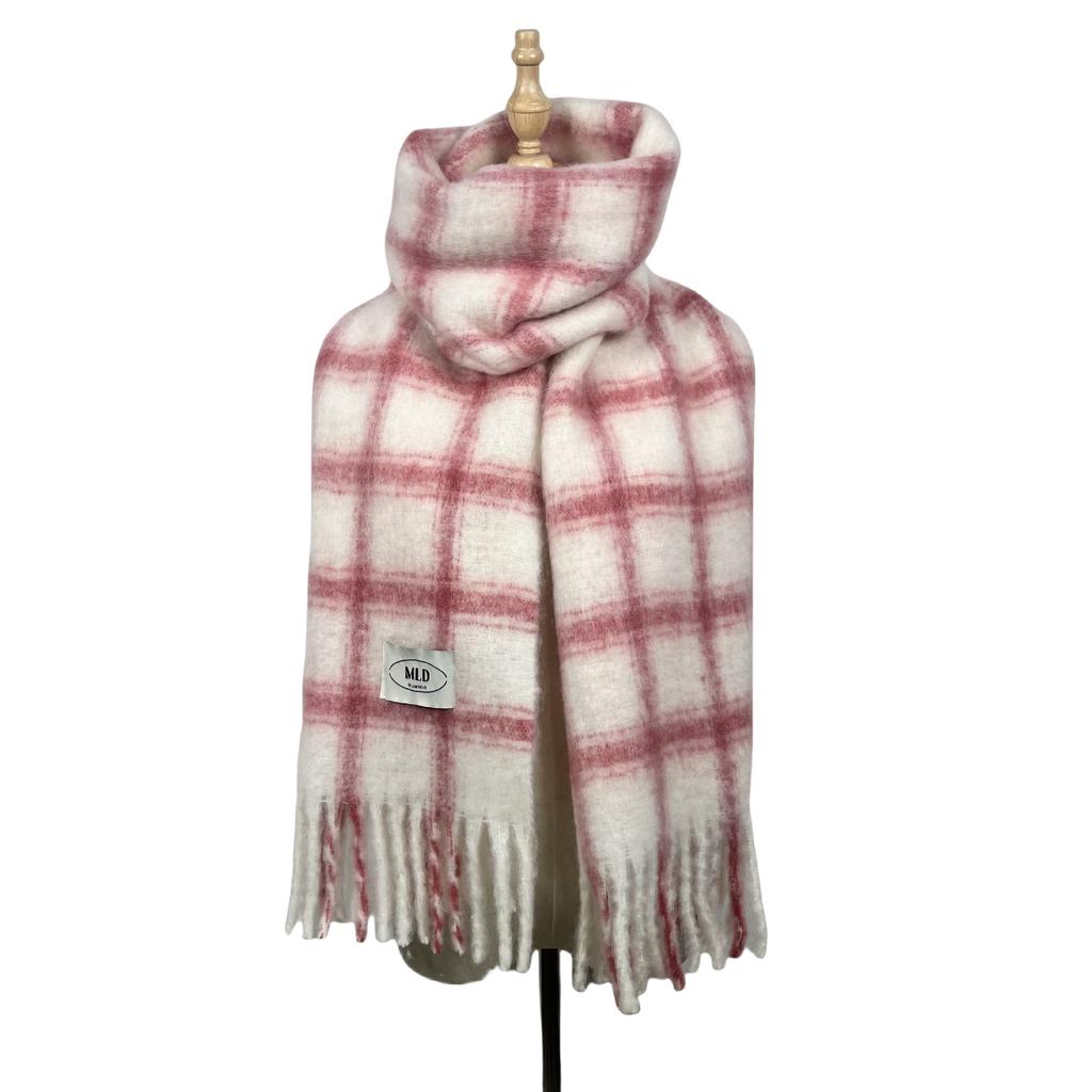 Wool Blended Plaid Simple Scarf Women's New Winter High-end Atmosphere Scarf Versatile