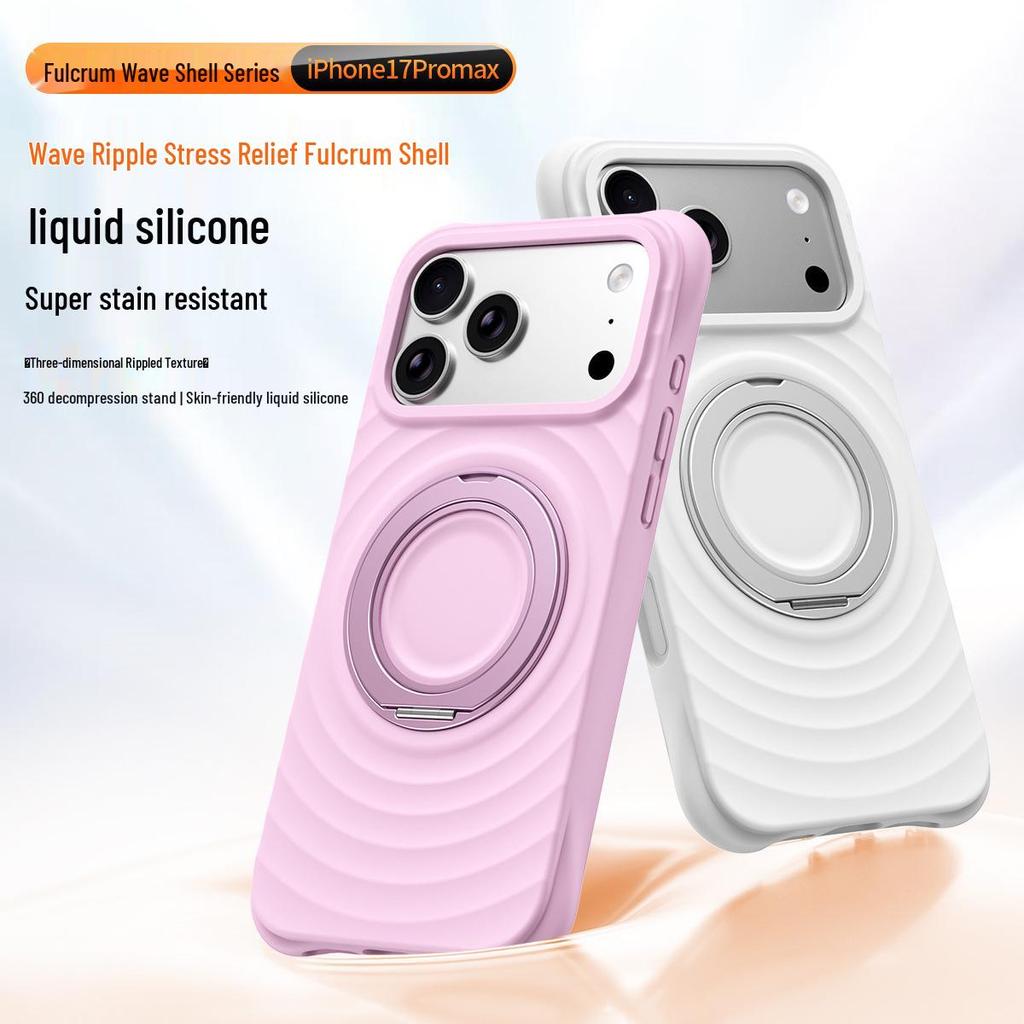 Apple 17 Pro Max Boyang Magnetic Case with Rotating Stand, iPhone 16 Liquid Silicone Cover