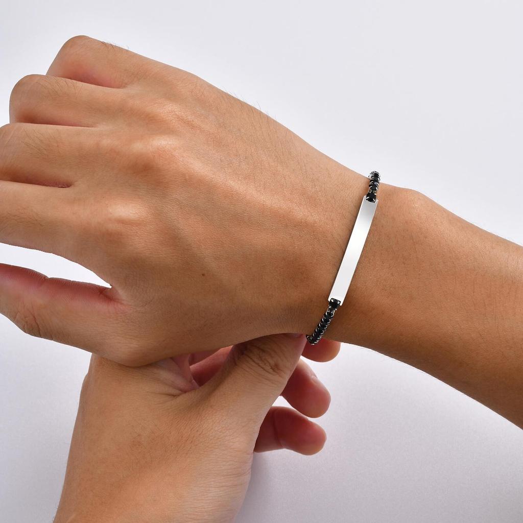 Maßgeschneidertes Tennisarmband für Männer Jungen, Stilvolles Wasserdichtes Schwarzes Zirkon Armband, Jubiläums Schmuck Geschenk