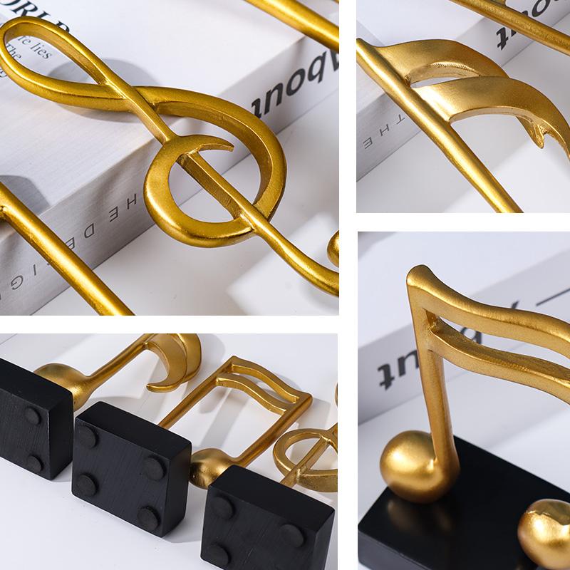 3-Piece Set of Musical Note Sculptures, Resin Figurines Decoration, Home Decorative Ornaments for Bedroom, Study, and Office