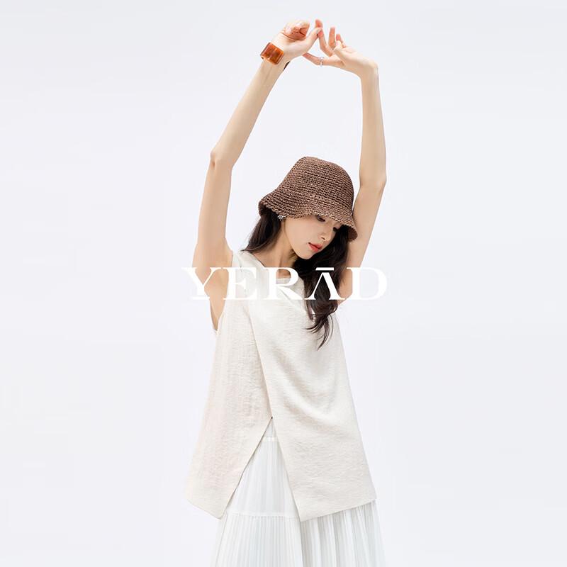 YERAD Women s Linen Blend Sleeveless Round Neck Vest Top M