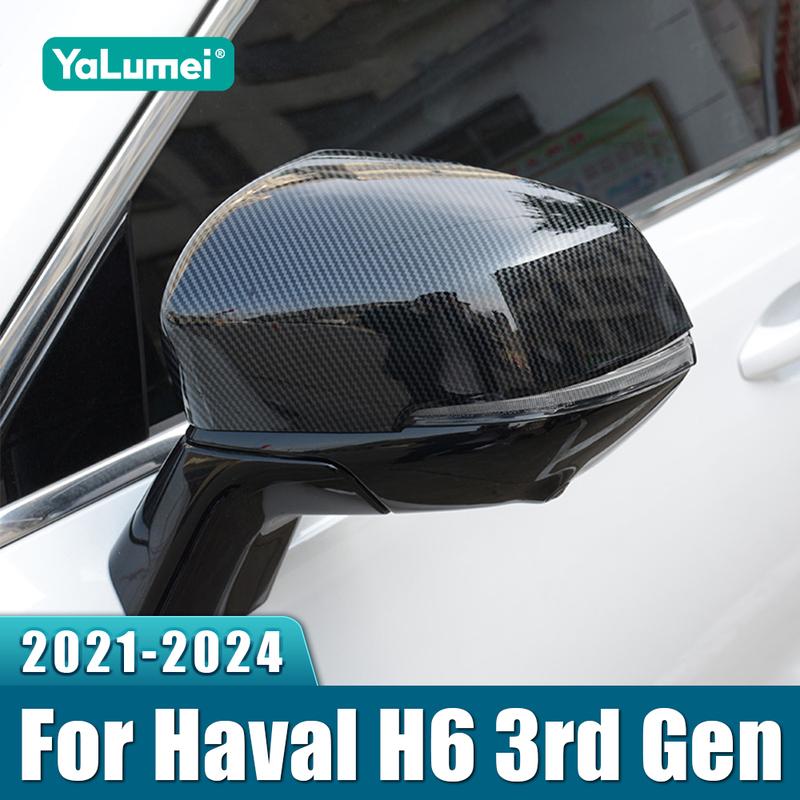 ABS Carbon Car Rearview Mirror Side Molding Cover Case Trim Stickers For Haval H6 3rd Gen GT    2024 H6S HEV PHEV