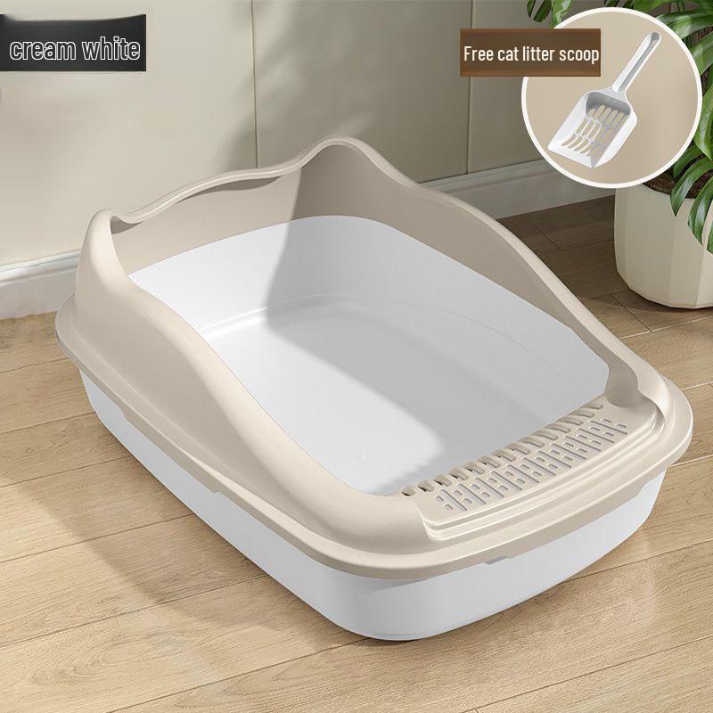 Extra-Large Semi-Enclosed Splash-Proof Cat Litter Box for Adult and Young Cats