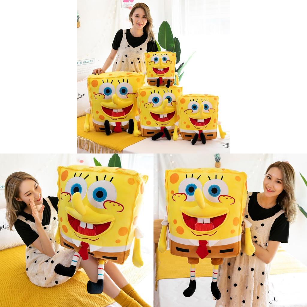 Rozkošná obří 3D plyšová panenka Spongeboba s měkkou výplní z peří a bavlny, ideální pro děti