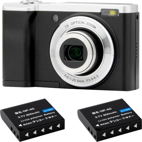 

[.co.jp limited] Kenko compact digital camera KC-ZM08 ST 2 battery set, 5x optical zoom, 16 million effective pixels, touch panel, selfie sub camera,