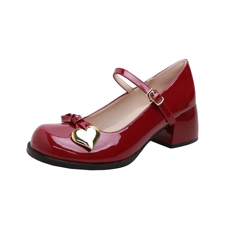 

Yuexinwang leather flat for Huizhou women s shoes Su Yinyin same single shoes women s spring new Mary Jane shoes high heels 40 червоний