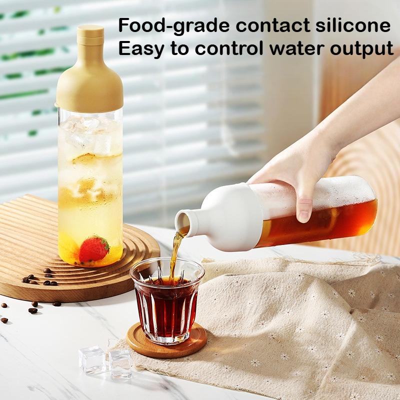 Glass Coffee Cold Brew Pot, Super Heat and Cold Resistant Flower Tea Coffee Pot, Cold Brew Bottle