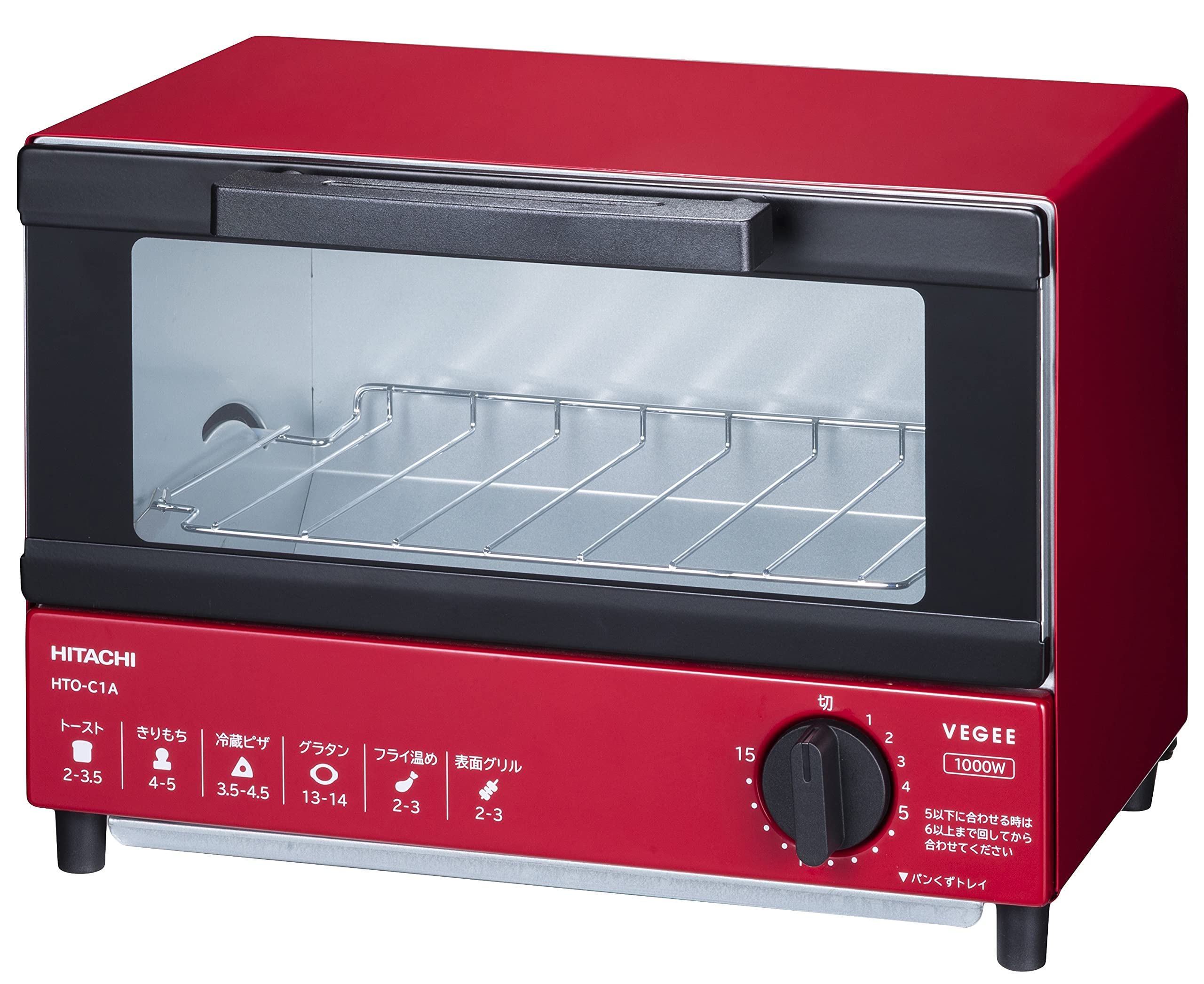 

Hitachi Toaster Oven Single Living Pieces of Square Bread R Red 1,000W Yamagata/2 HTO-C1A червоний