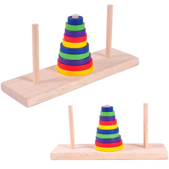 Wooden Tower of Hanoi Ten Layers Developmental Puzzle Game Adult Children Toy