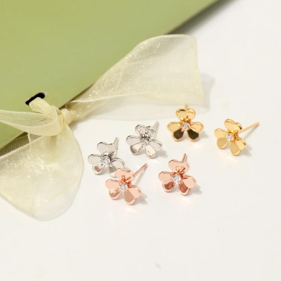 

High-Quality 3 Leaf 10MM Mini Flower Stud Earrings For Women Fashion Jewelry