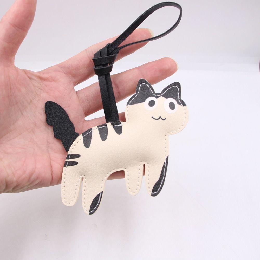 Dog Cartoon Keychain Cute Puppy Bag Pendant Multi-color PU Leather Cat Hanger  Car Accessory